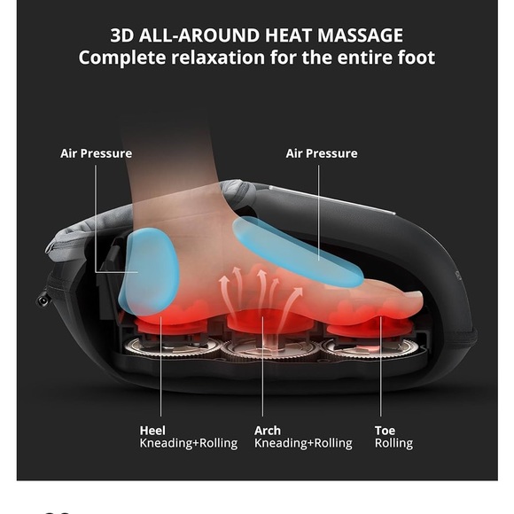 Medcursor MDFM400 Black Gray Pain Relief Heated Shiatsu Foot Massager, - Picture 8 of 12